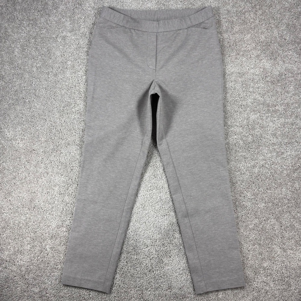 J. Jill Ponte Slim Leg Pants Gray Heathered Pull On Trousers Womens Size M